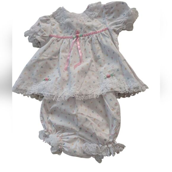 Sesame Street Y2K Infant Girls White Floral Dress Bloomers Lace‎ Ruffle - Picture 3 of 9